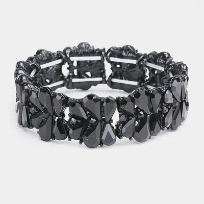 Fashnzfab Teardrop Cluster Stretch Evening Bracelet Jet Black