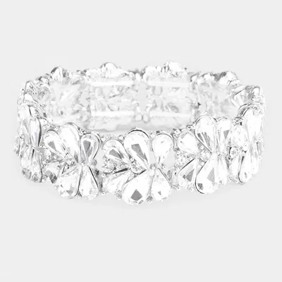 Fashnzfab Teardrop Cluster Stretch Evening Bracelet In Metallic