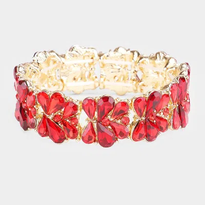 Fashnzfab Teardrop Cluster Stretch Evening Bracelet In Pink