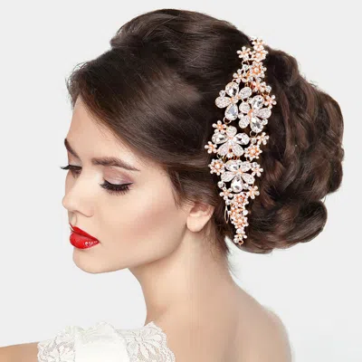 Fashnzfab Teardrop Crystal Bead Floral Bun Wrap Headpiece In Gold