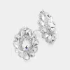 Fashnzfab Teardrop Crystal Cluster Clip On Evening Earrings In Silver