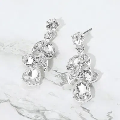 Fashnzfab Teardrop Crystal Cluster Drop Evening Earrings In Pattern