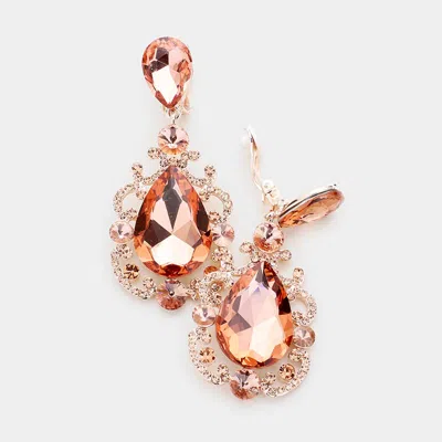 Fashnzfab Teardrop Crystal Dangle Evening Clip On Earrings In Multi