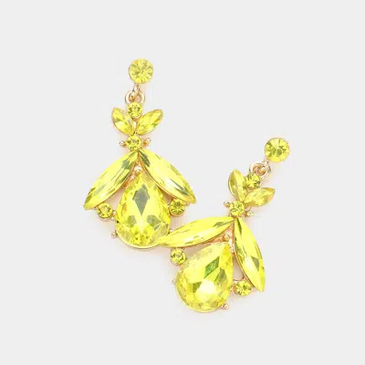 Fashnzfab Teardrop Crystal Marquise Evening Earrings - Yellow