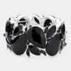 Fashnzfab Teardrop Crystal Marquise Stretch Evening Bracelet Black, Silver In Black