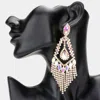 Fashnzfab Teardrop Crystal Rhinestone Chandelier Evening Earrings - Ab, Gold In Metallic