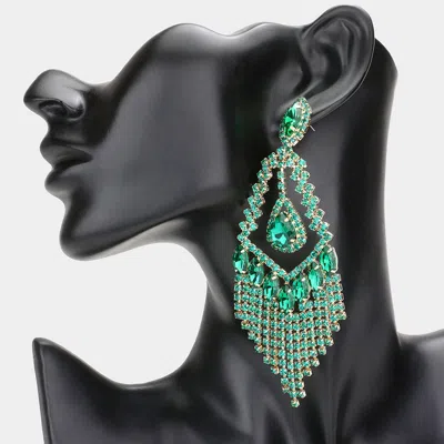 Fashnzfab Teardrop Crystal Rhinestone Chandelier Evening Earrings In Gold