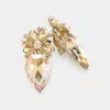 Fashnzfab Teardrop Crystal Rhinestone Clip On Earrings - Gold, Lt Col Topaz In Multi