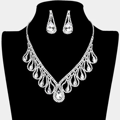 Fashnzfab Teardrop Crystal Rhinestone Collar Necklace In Black