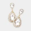 Fashnzfab Teardrop Crystal Rhinestone Dangle Evening Earrings - Gold In Gold