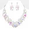 Fashnzfab Teardrop Crystal Rhinestone Floral Vine Evening Necklace In Multi