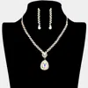 Fashnzfab Teardrop Crystal Rhinestone Necklace In Multi