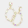 Fashnzfab Teardrop Crystal Statement Open Circle Evening Earrings - Ab, Gold In Multi
