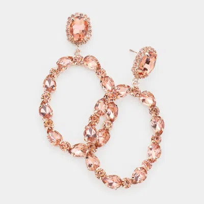 Fashnzfab Teardrop Crystal Statement Open Circle Evening Earrings In Gold