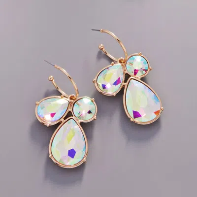 Fashnzfab Teardrop Crystal Stone Dangle Earrings In Metallic