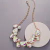 Fashnzfab Teardrop Crystal Stone Necklace In Multi