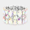 Fashnzfab Teardrop Crystal Stretch Evening Bracelet Ab, Rhodium In Multi