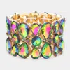 Fashnzfab Teardrop Crystal Stretch Evening Bracelet Vitrail Medium In Gold