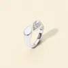 Fashnzfab Teardrop Crystal Tip Stainless Steel Adjustable Ring In Silver