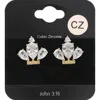 Fashnzfab Teardrop Cz Stone Cluster Crown Evening Stud Earrings - Clear, Gold In Gold
