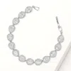 Fashnzfab Teardrop Cz Stone Cluster Link Bracelet Clear, Silver In Multi