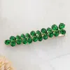 Fashnzfab Teardrop Cz Stone Embellished Alligator Snap Hair Clip In Green