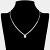 Fashnzfab Teardrop Cz Stone Pendant Accent Baguette Stone Cluster Rhinestone Paved Necklace In Multi
