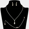 Fashnzfab Teardrop Cz Stone Pendant Accent Rhinestone Paved Jewelry Set In Gold