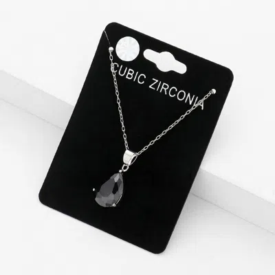 Fashnzfab Teardrop Cz Stone Pendant Necklace In Gold