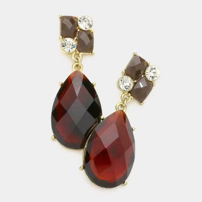 Fashnzfab Teardrop Dangle Earrings - Brown
