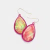Fashnzfab Teardrop Dangle Earrings - Fuchsia, Gold In Pink