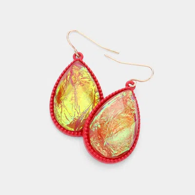 Fashnzfab Teardrop Dangle Earrings - Gold, Red In Yellow
