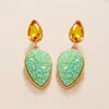 Fashnzfab Teardrop Druzy Cluster Dangle Earrings - Green In Green