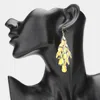 Fashnzfab Teardrop Faceted Stone Chandelier Dangle Earrings - Mustard In Yellow