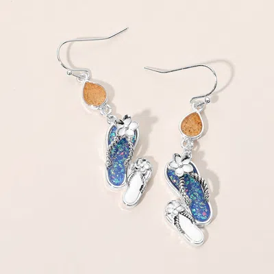 Fashnzfab Teardrop Flip Flop Charm Link Drop Dangle Earrings In Multi