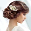 Fashnzfab Teardrop Flower Stone Embellished Hair Comb In Gold