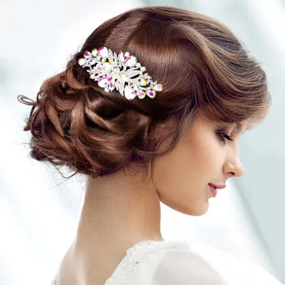 Fashnzfab Teardrop Flower Stone Embellished Hair Comb In Multi
