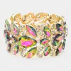 Fashnzfab Teardrop Glass Crystal Evening Stretch Bracelet Vitrail Medium In Multi