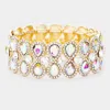 Fashnzfab Teardrop Glass Crystal Pave Stretch Evening Bracelet Ab, Gold In Multi
