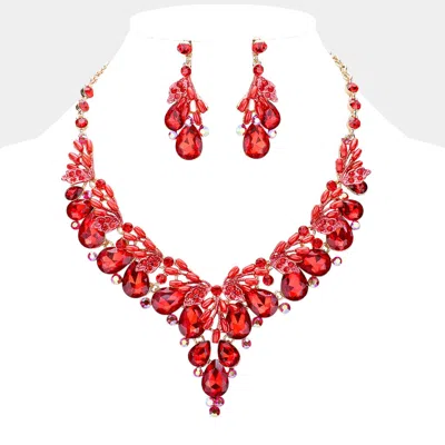 Fashnzfab Teardrop Glass Crystal Pearl Vine Evening Necklace In Multi