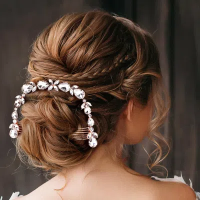 Fashnzfab Teardrop Glass Stone Cluster Accented Flower Headpiece In Multi