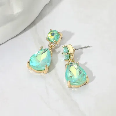 Fashnzfab Teardrop Glass Stone Cluster Dangle Earrings In Blue