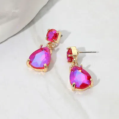 Fashnzfab Teardrop Glass Stone Cluster Dangle Earrings In Metallic