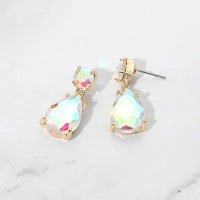 Fashnzfab Teardrop Glass Stone Cluster Dangle Earrings In Multi