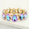 Fashnzfab Teardrop Glass Stone Cluster Stretch Evening Bracelet Ab, Lavender In Multi