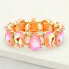 Fashnzfab Teardrop Glass Stone Cluster Stretch Evening Bracelet Ab, Pink In Multi
