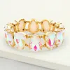 Fashnzfab Teardrop Glass Stone Cluster Stretch Evening Bracelet Ab, White In Multi