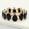 Fashnzfab Teardrop Glass Stone Cluster Stretch Evening Bracelet Black In Black