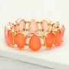 Fashnzfab Teardrop Glass Stone Cluster Stretch Evening Bracelet Coral, Neon In Multi