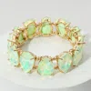 Fashnzfab Teardrop Glass Stone Cluster Stretch Evening Bracelet Mint, Opal In Multi